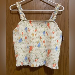 NWT SO Floral Detailed Ruched Top